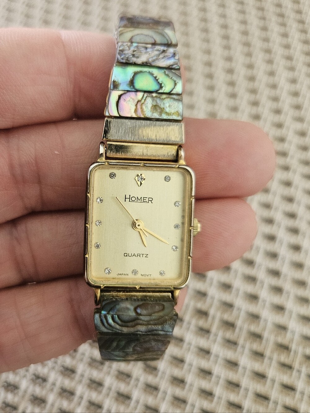 Vintage Watch, Broken, Homer Abalone Watch, Doesn't Run